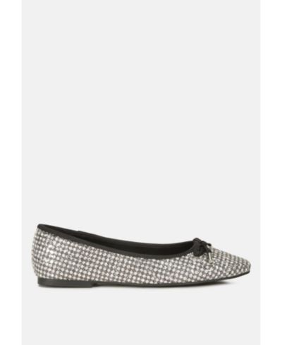 London Rag Womens Harriet Glitter Faux Leather Flat Ballerinas