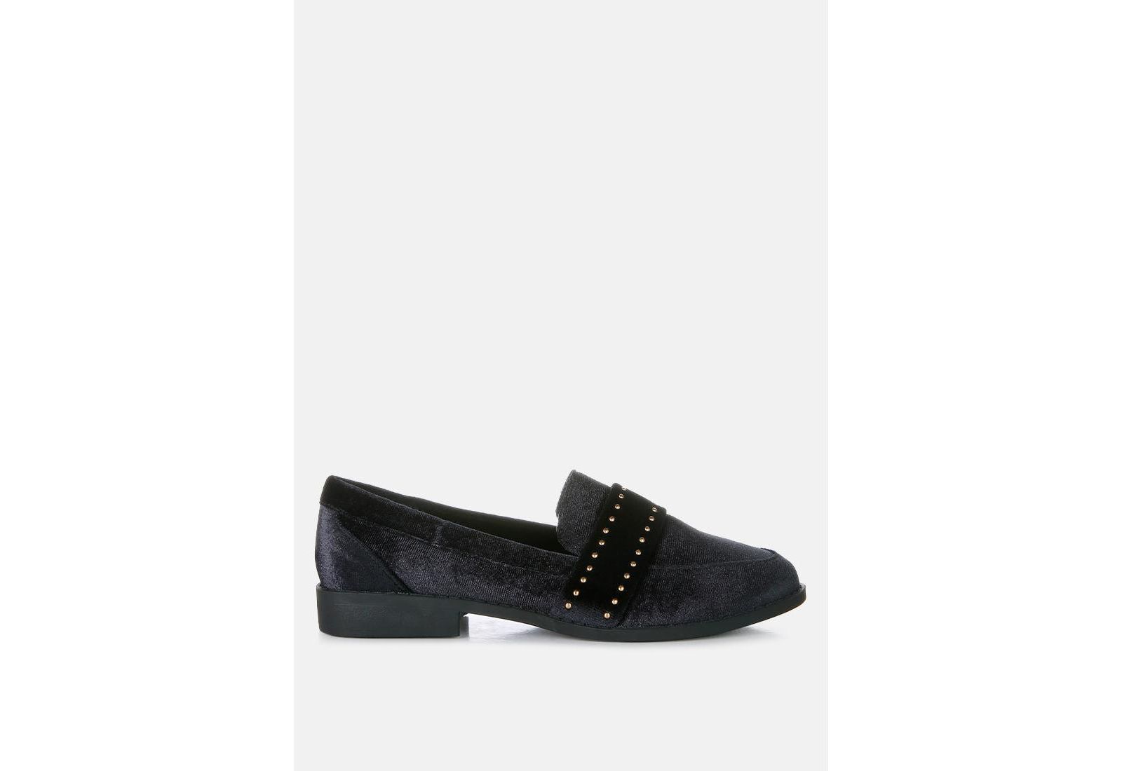 London Rag Womens Walkin Stud Detail Velvet Loafers