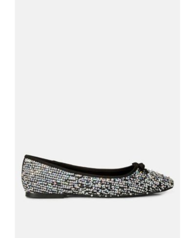 London Rag Womens Lettie Sequin Embellished Ballet Flats