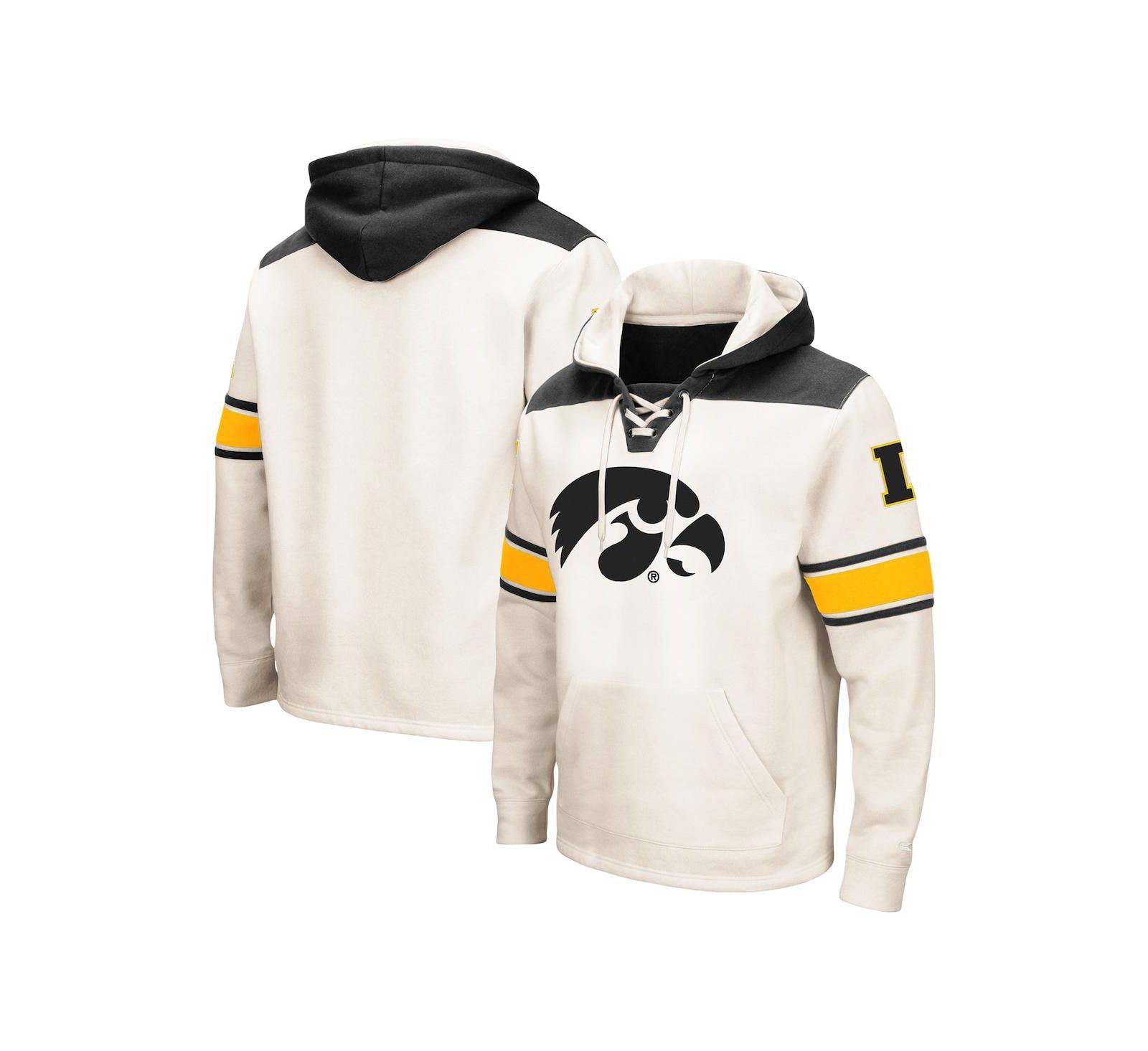 Мужское худи Colosseum Cream Iowa Hawkeyes Big and Tall Hockey Lace-Up Pullover