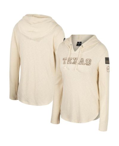 Женское худи Colosseum Cream Texas Longhorns OHT Military-Inspired Casey Raglan Long Sleeve