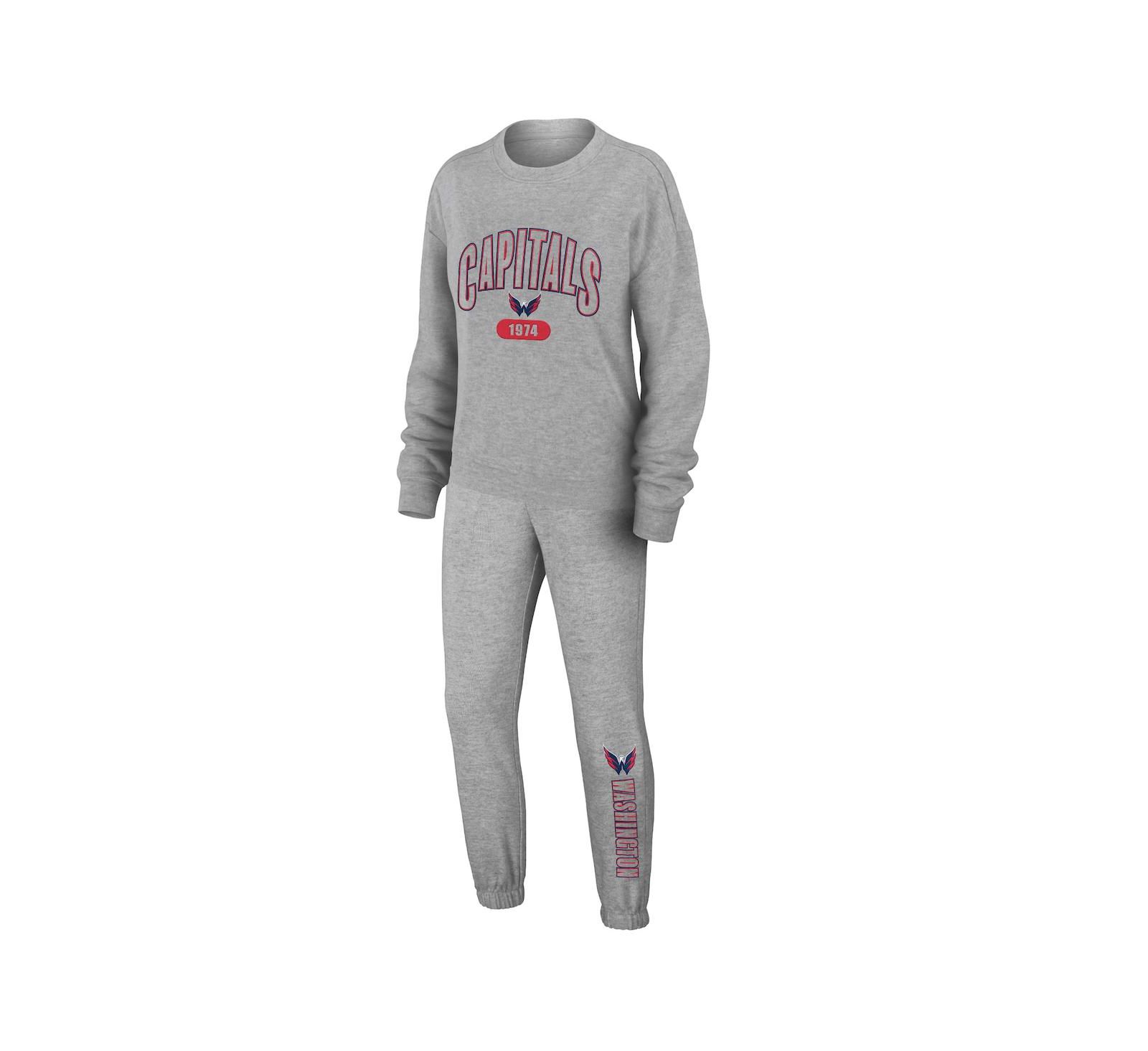 Women's WEAR by Erin Andrews Heather Gray Vegas Golden Knights Knit Long Sleeve Tri-Blend T-shirt and Pants Sleep Set