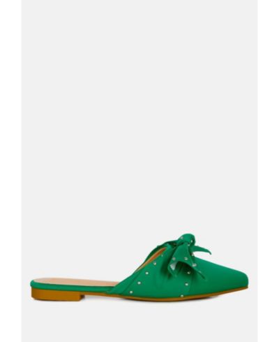 London Rag Womens Makeover Studded Bow Flat Mules