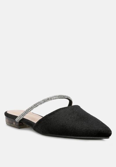 Женские мюли London Rag Turnon Velvet Diamante Detail Flat
