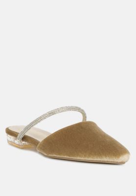Женские мюли London Rag Turnon Velvet Diamante Detail Flat