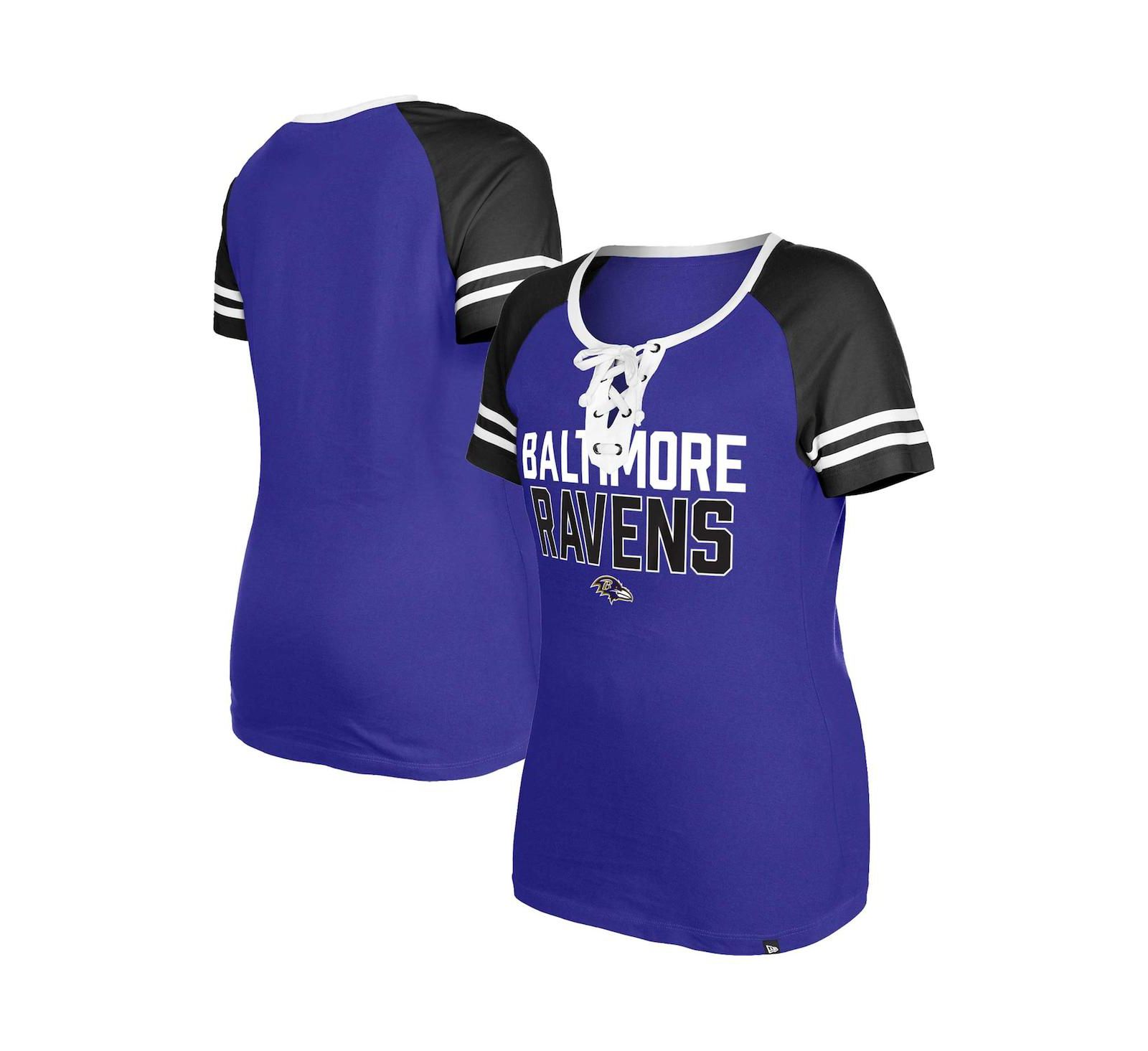 Женская футболка New Era Purple Baltimore Ravens Raglan Lace-Up