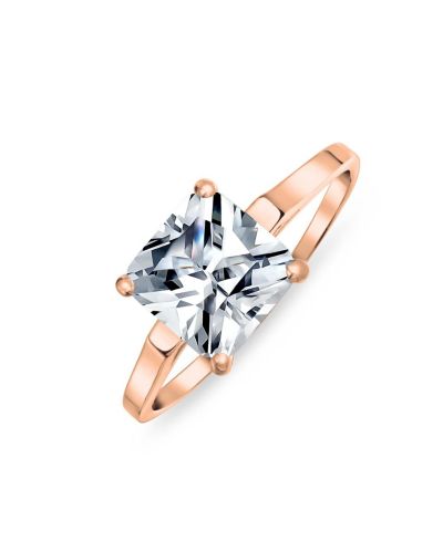 Bling Jewelry кольцо обещания с квадратным CZ, розовое золото, серебро.925 Sterling Silver