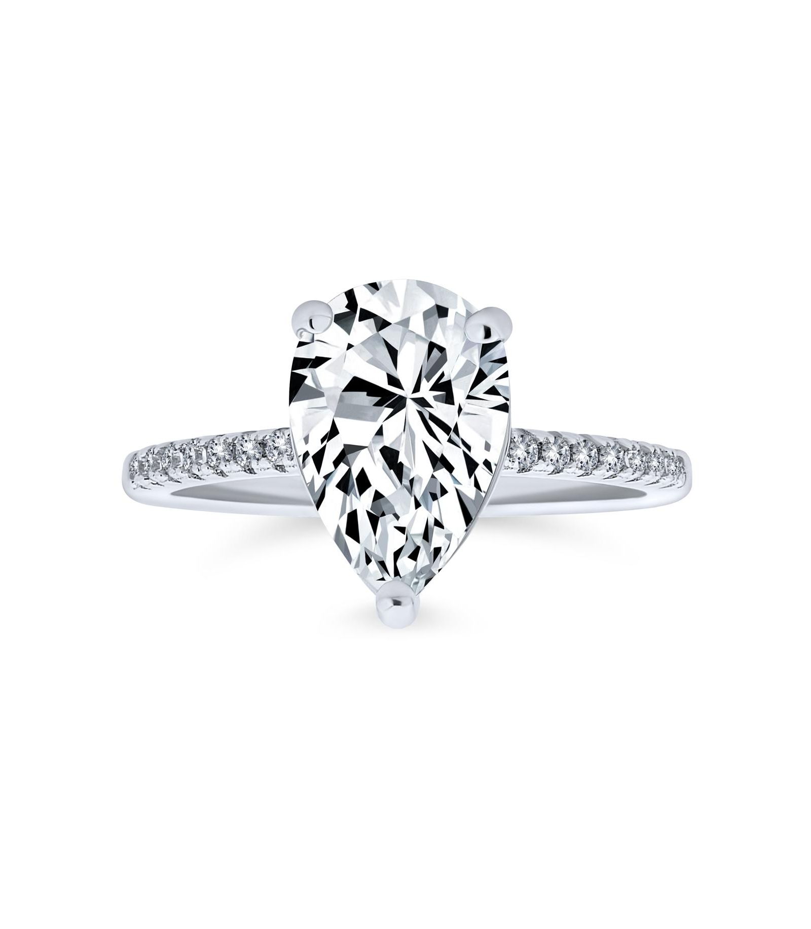 Кольцо Bling Jewelry Classic Teardrop Pear Shape Solitaire Cubic Zirconia CZ Promise.925 Sterling Silver