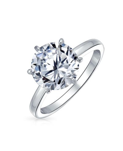 Кольцо с помолвочным камнем Bling Jewelry Classic 1.5CT Cubic Zirconia 6 Prong CZ Solitaire из стерлингового серебра