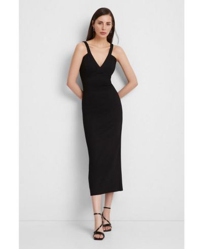 Marcella Женское платье-миди Morena Strappy V-Neck Back-Slit Pencil