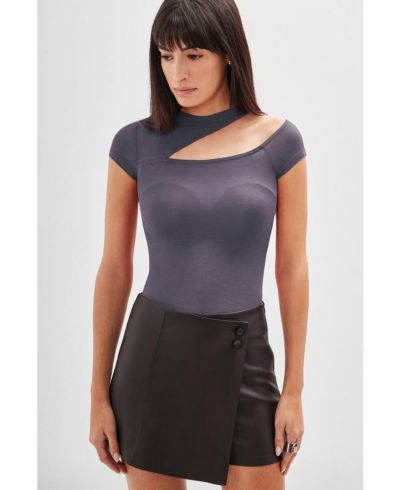 Женский топ Marcella Gabi Sheer Jersey с асимметричным вырезом и круглым вырезом