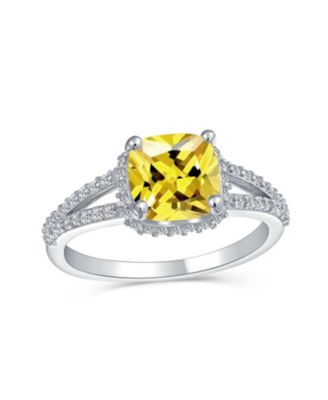 Кольцо обещания Bling Jewelry 3CaraT CZ Halo Solitaire Square Split Shank Silver