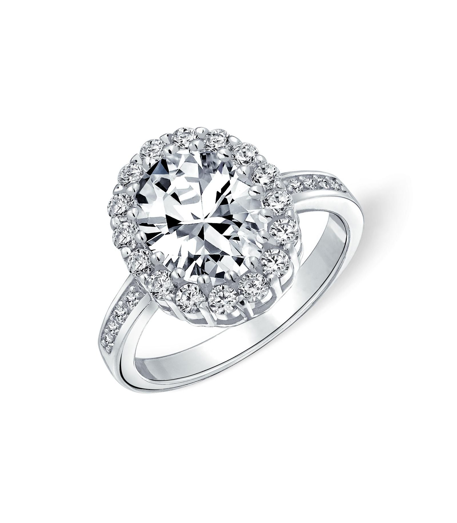 Кольцо Bling Jewelry Vintage Style с фианитами 4CTW Oval Pave CZ Halo Promise Gold Plated.925 Sterling Silver