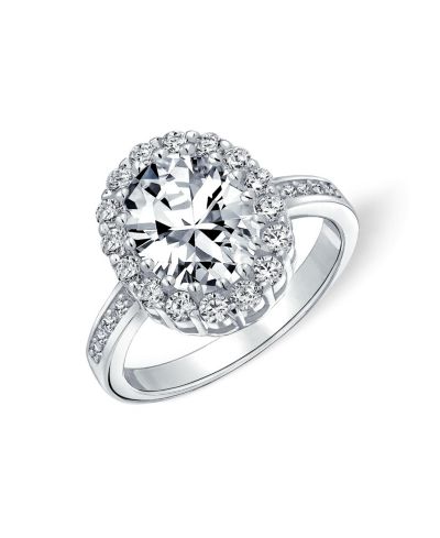 Кольцо Bling Jewelry Vintage Style с фианитами 4CTW Oval Pave CZ Halo Promise Gold Plated.925 Sterling Silver