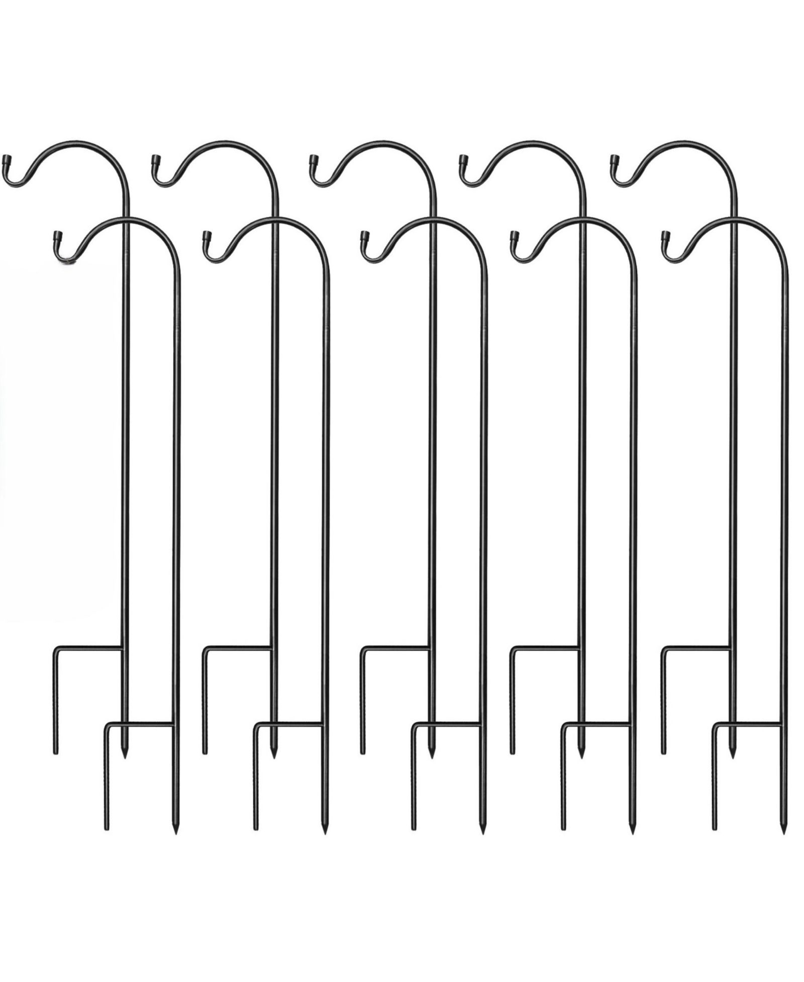 Sorbus Set of 10 Shepherds Hooks for Outdoor - Extendable Garden Stakes for Plants, Lights, Lanterns, Flower Baskets, and More