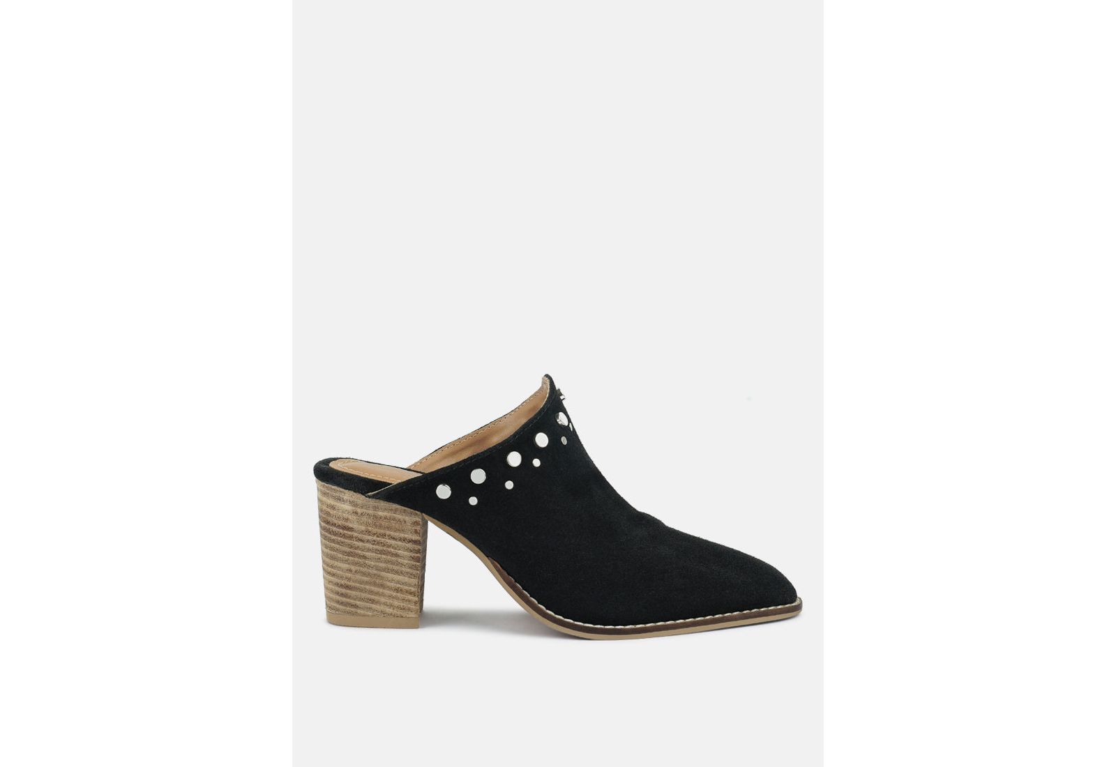LESLIE Womens Stacked Heel Mules