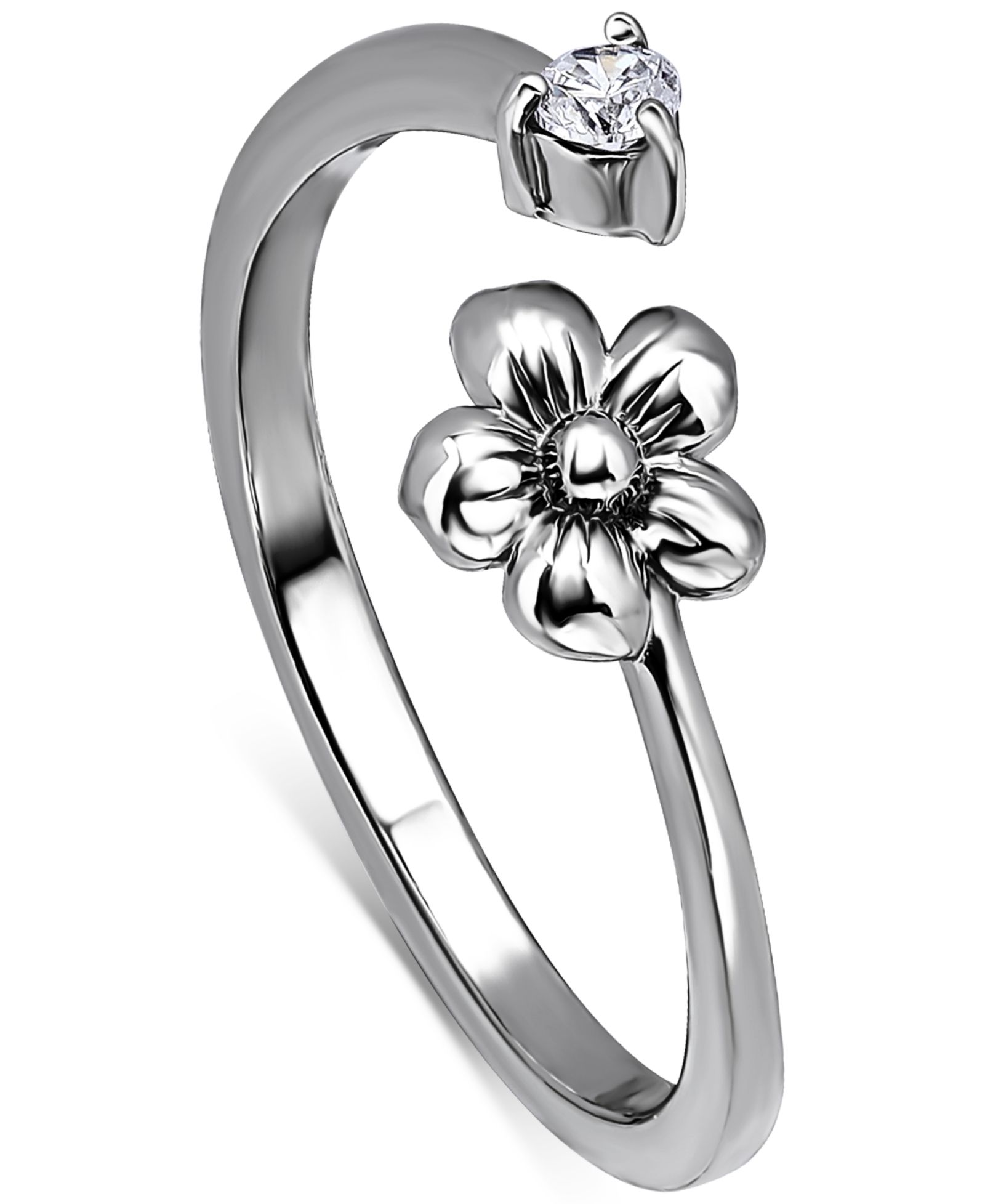 Giani Bernini Cubic Zirconia Flower Bypass Toe Ring, Created for Macy's