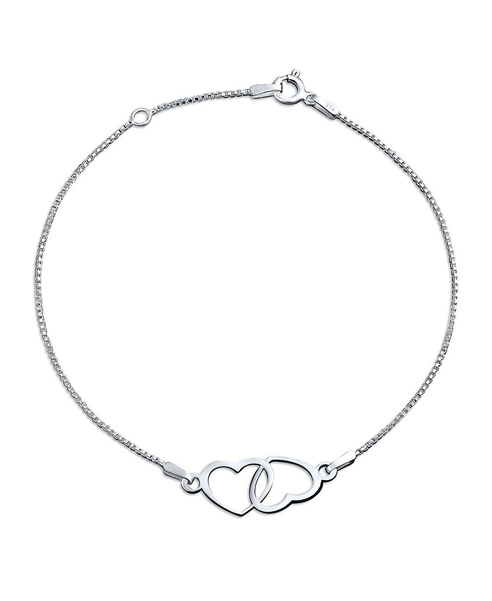 Браслет на щиколотку Bling Jewelry с переплетающимися сердцами из стерлингового серебра.925 с регулировкой