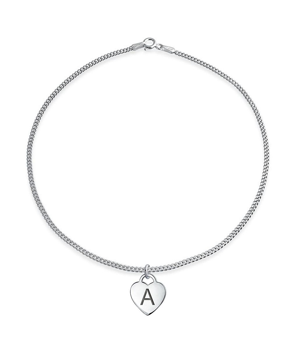 Браслет-анклет Bling Jewelry Heart Shape Charm Alphabet Initial O из Sterling Silver 925