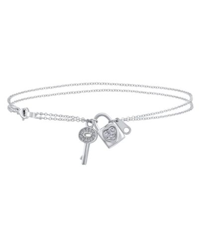 Браслет на ногу Bling Jewelry Romantic Key to Her Heart, Lock, Key Charm.925 Sterling Silver