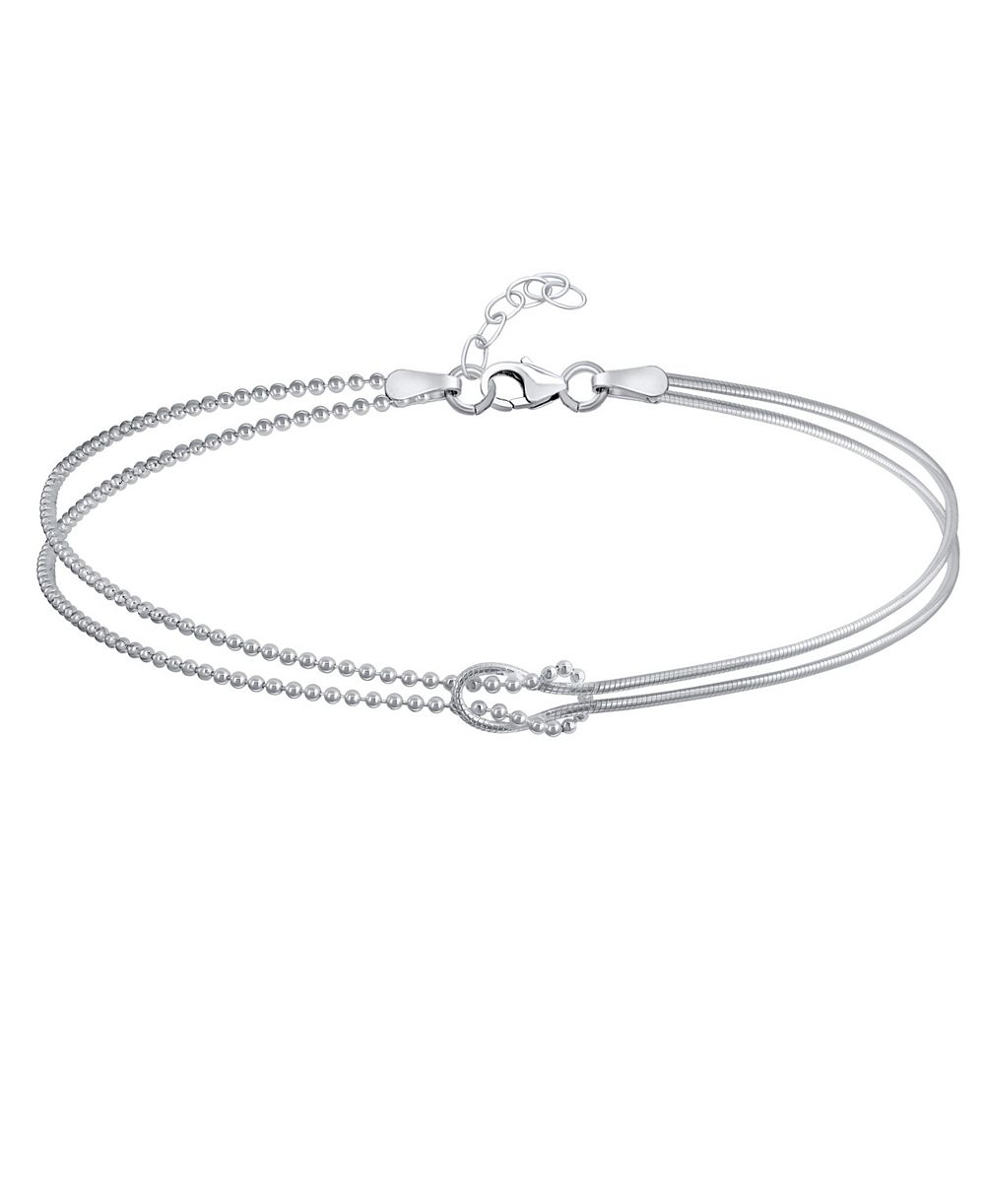 Браслет на щиколотку Bling Jewelry Love Knot Infinity с двойным рядом цепочек из стерлингового серебра