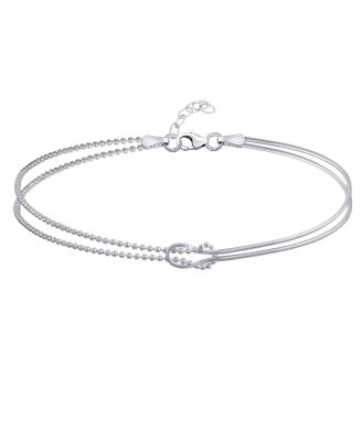 Браслет на щиколотку Bling Jewelry Love Knot Infinity с двойным рядом цепочек из стерлингового серебра