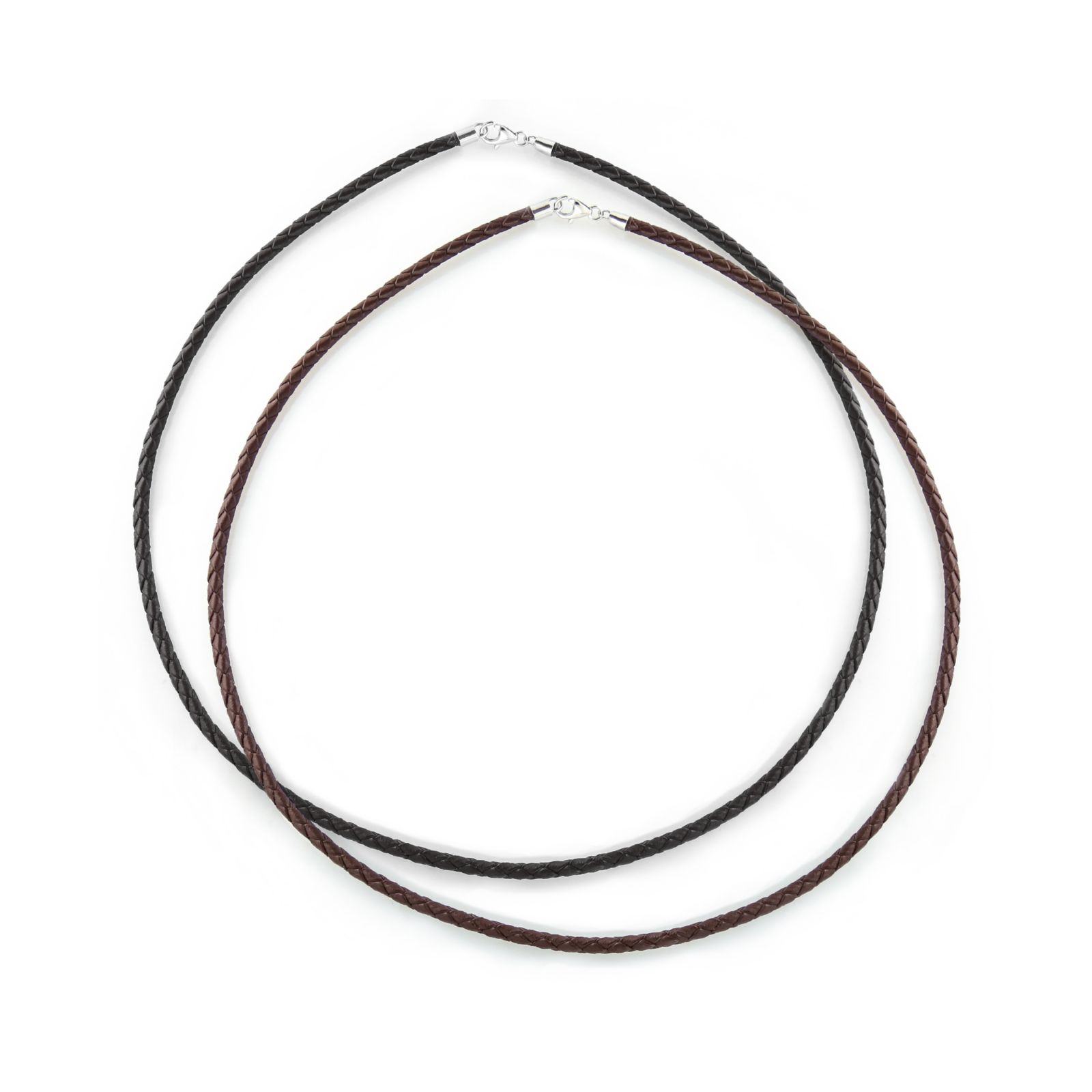Bling Jewelry комплект из 2 коричнево-черных кожаных плетеных ожерелий Sterling Silver 18 Inch