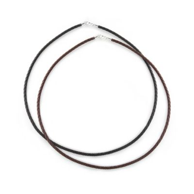 Bling Jewelry комплект из 2 коричнево-черных кожаных плетеных ожерелий Sterling Silver 18 Inch