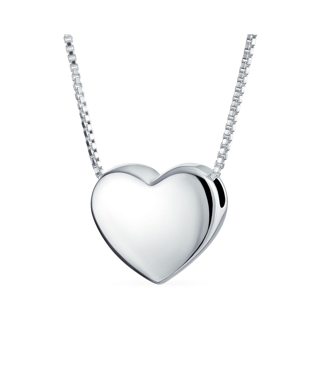 Bling Jewelry Простое серебряное ожерелье с кулоном в форме сердца