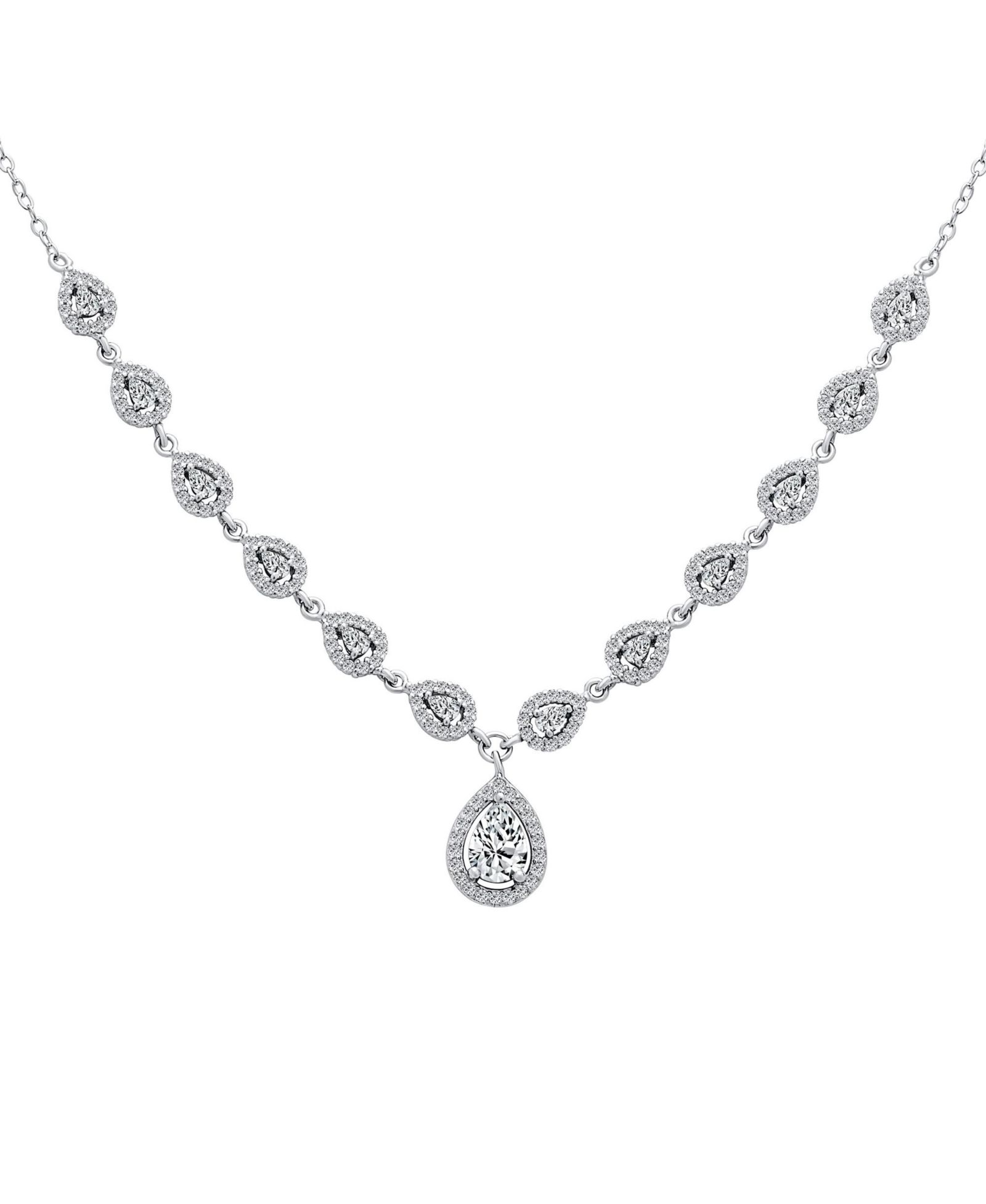 Ожерелье Bling Jewelry Classic Dainty Teardrop Halo CZ из стерлингового серебра