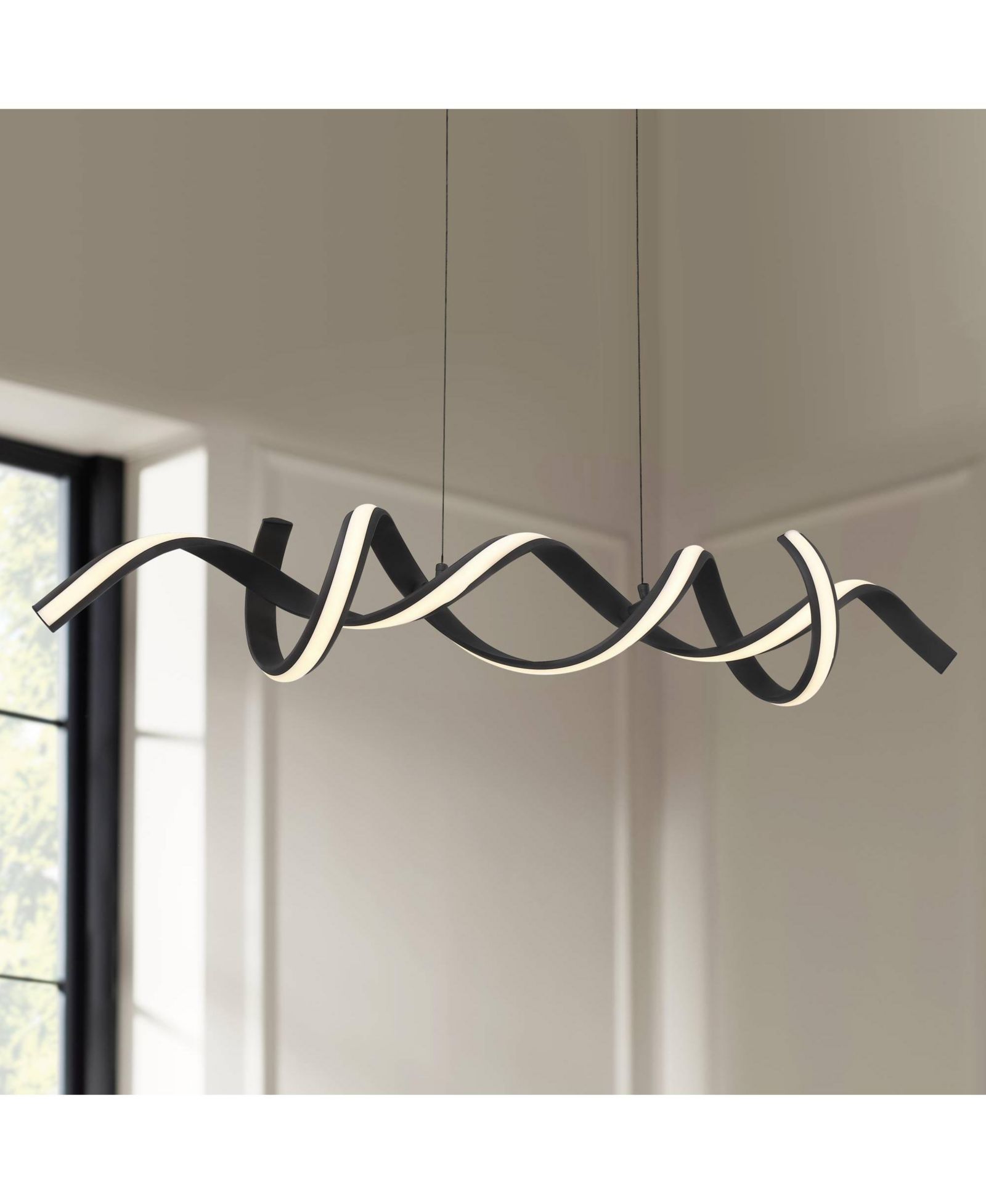 Possini Euro Design Helix Sand Black Island Pendant Chandelier 46" Wide Modern Spiral Dimmable LED Light Dining Room Ceiling