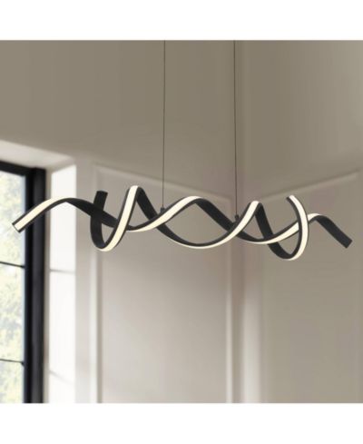 Possini Euro Design Helix Sand Black Island Pendant Chandelier 46" Wide Modern Spiral Dimmable LED Light Dining Room Ceiling