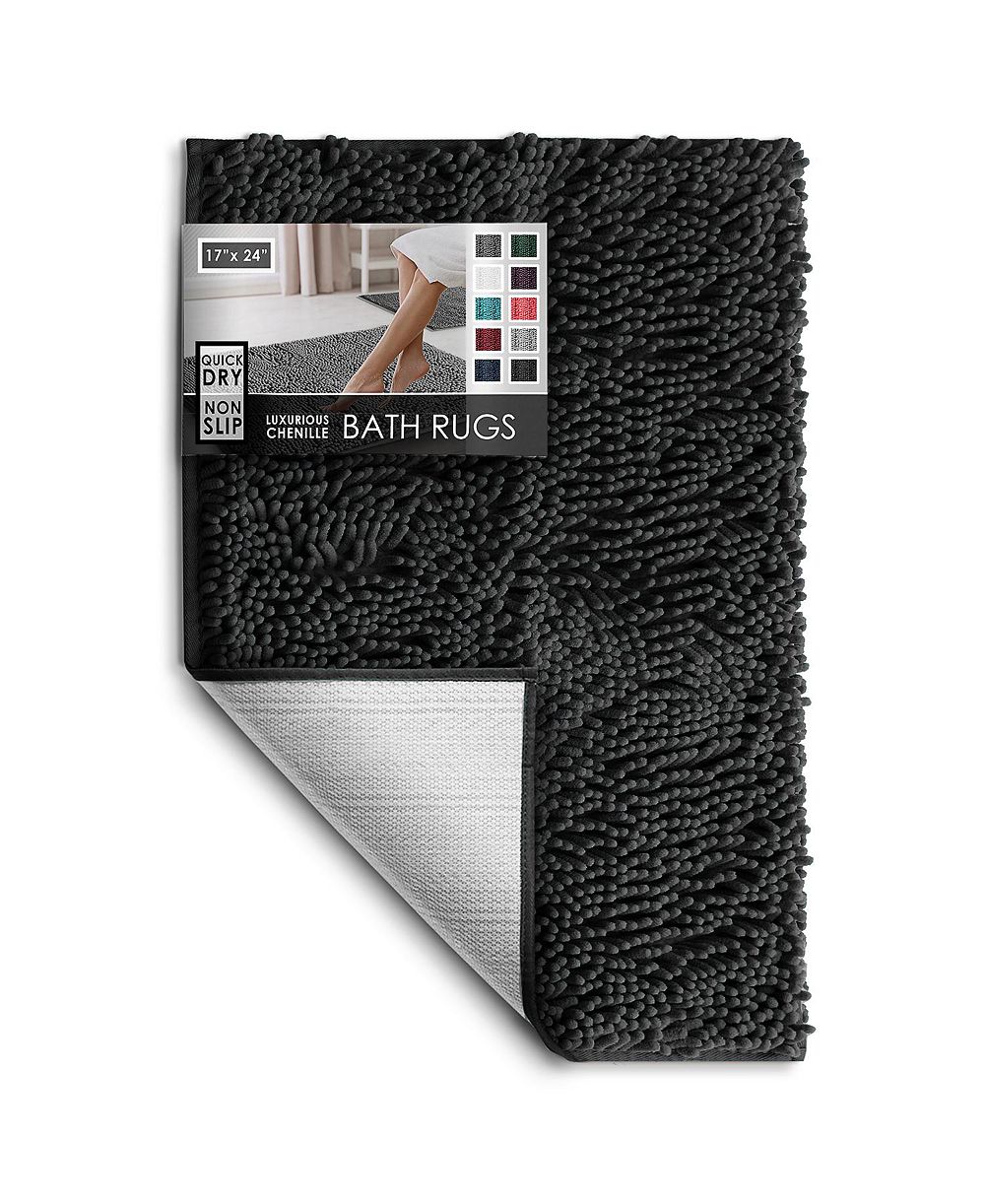Коврик для ванной Hearth & Harbor Ultra-Soft Quick-Dry Chenille, Non-Slip PVC Backing, Machine-Washable (Small 17″×24″)