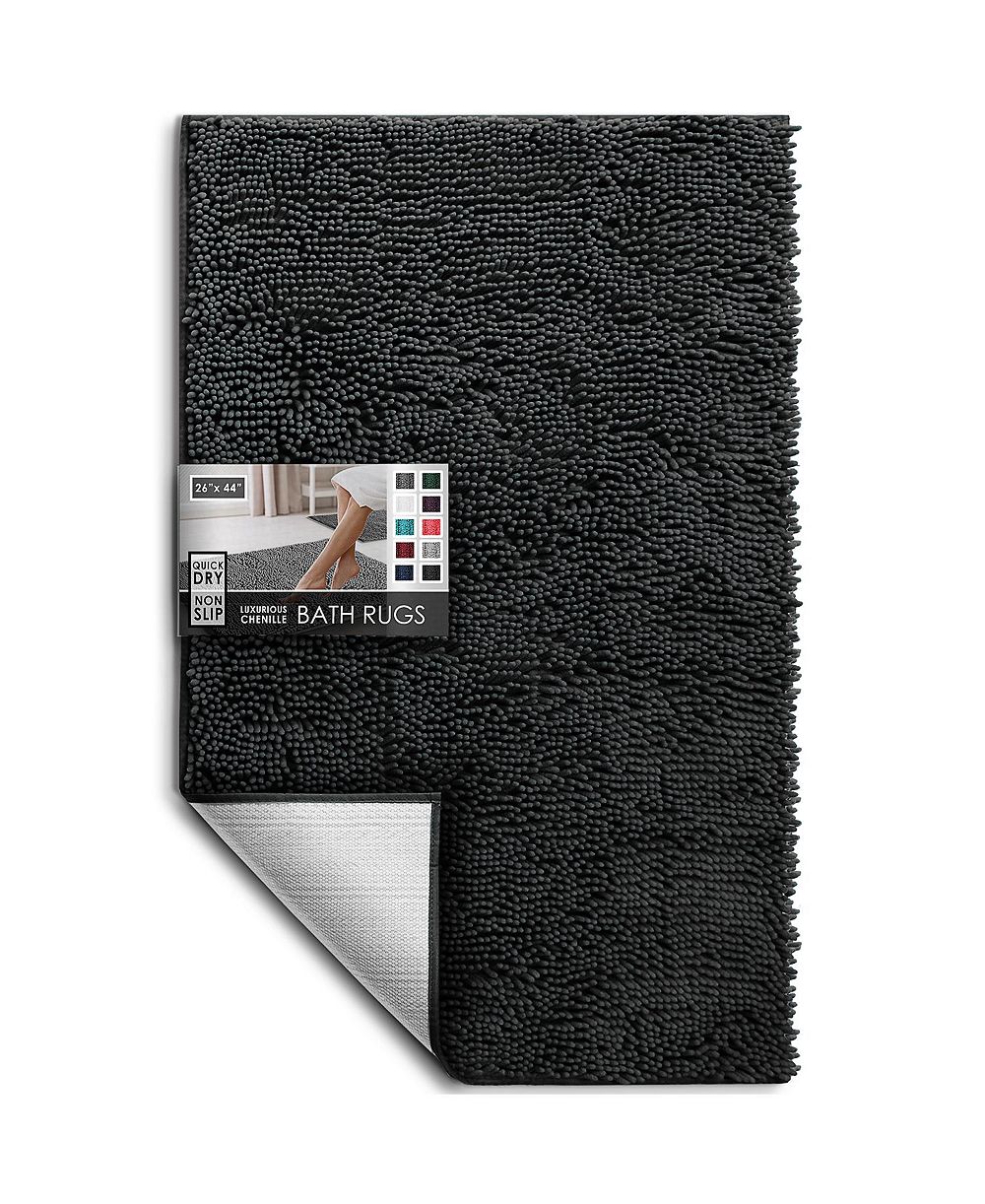 Ultra Soft Non-Slip Chenille Bath Rug - Quick Dry, Machine Washable - Large 26"x44"
