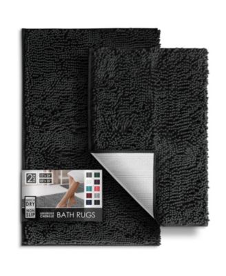 Chenille Quick-Dry, Machine-Washable, Non-Slip 2-Piece Bath Rug Set, Small & Medium (17"x24" & 20"x32")