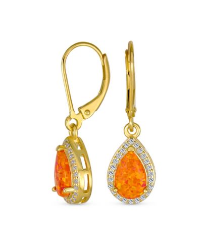 Bling Jewelry White Opal Drop CZ Halo Teardrop Earrings .925 Sterling Silver