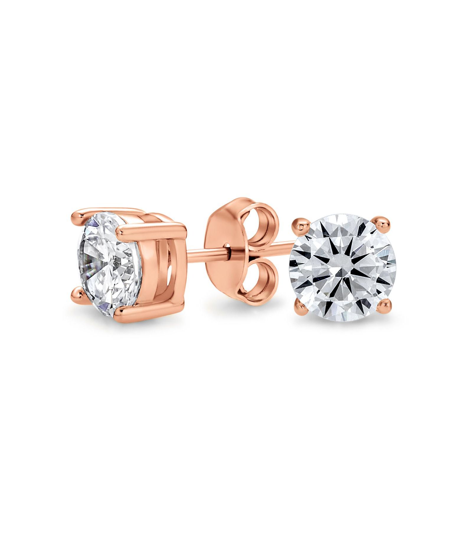 Серьги Bling Jewelry Round Solitaire CZ Stud Silver 5-8MM