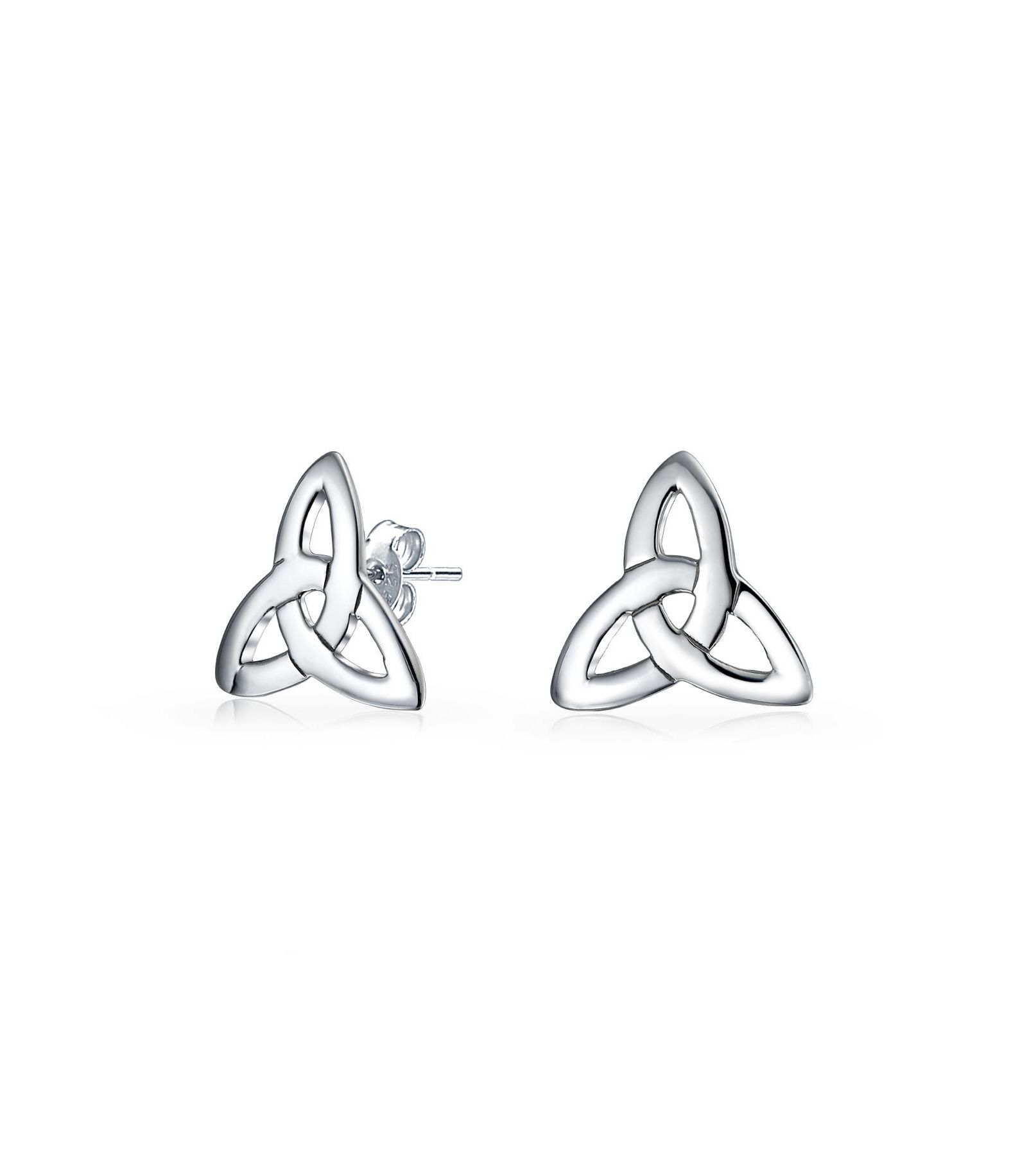 Bling Jewelry Celtic Triangle Trinity Infinity Love Knot Stud Earrings Sterling Silver