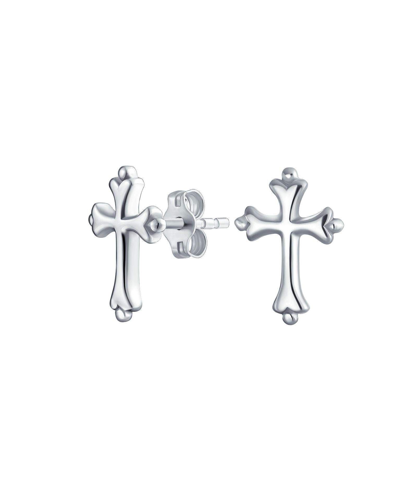 Bling Jewelry серьги-гвоздики с крестом Fleur De Lis, стерлинговое серебро.925