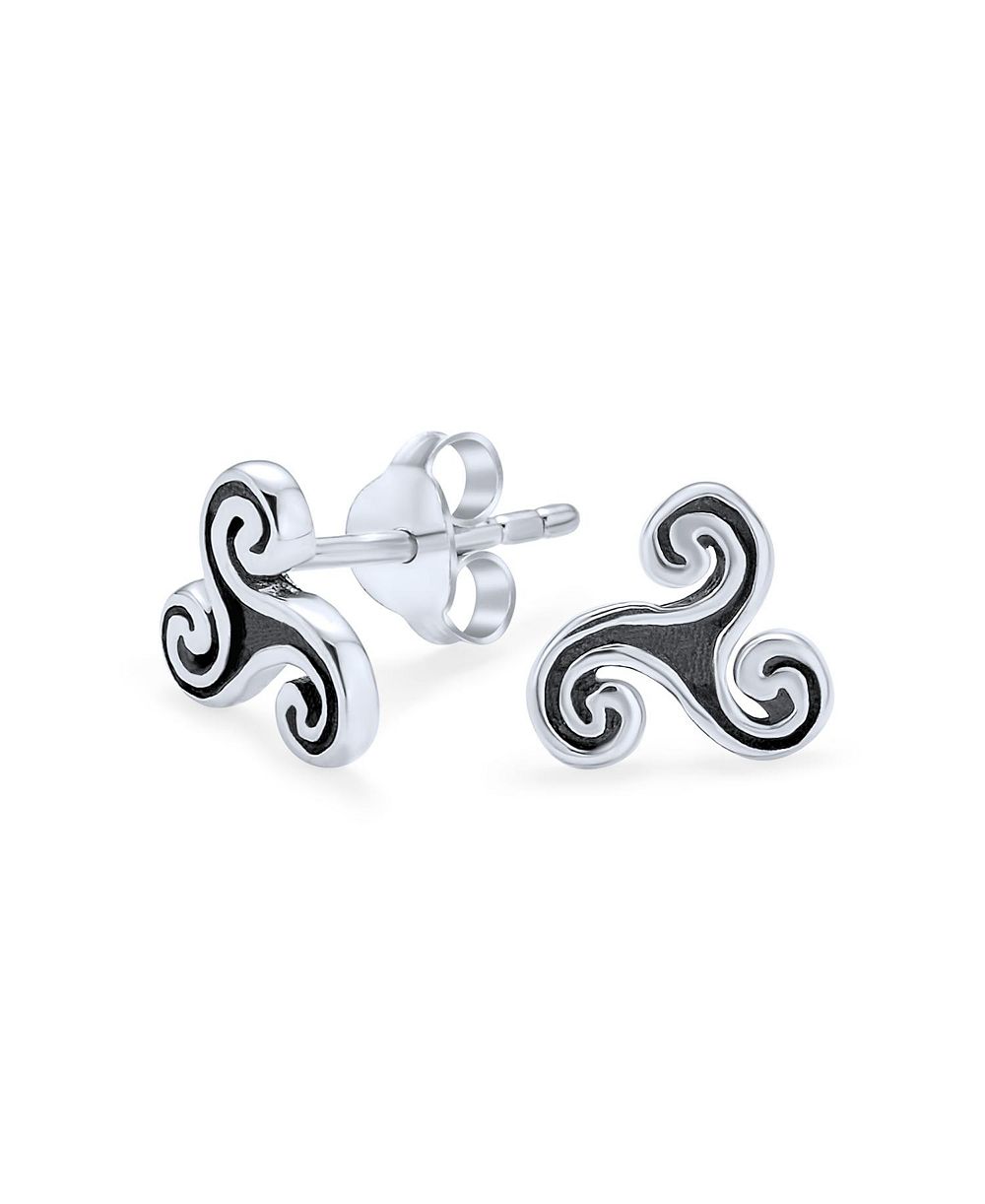 Серьги-гвоздики Bling Jewelry с кельтским символом трискеле из стерлингового серебра (7MM)