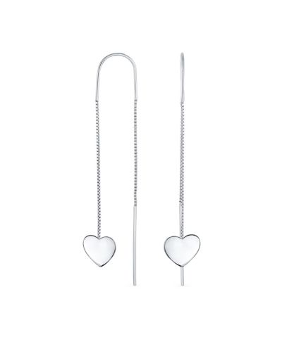 Серьги-ниточки Bling Jewelry с длинной цепочкой и подвеской в форме сердца из стерлингового серебра