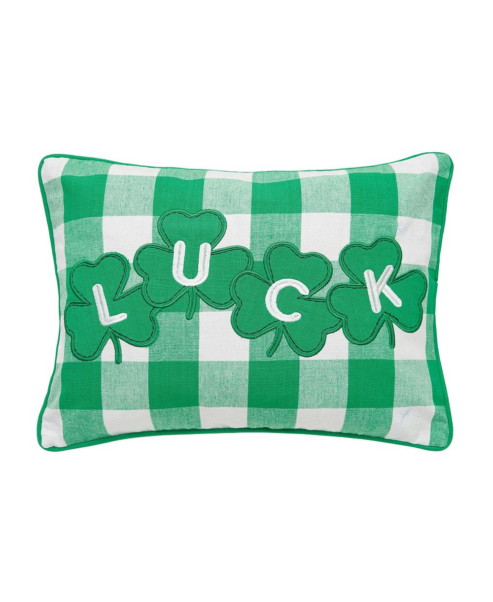 St. Patrick's Day Shamrock "Luck" Rectangle Cotton Accent Pillow, 12" x 16"