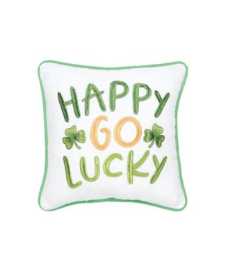 Декоративная хлопковая подушка St. Patrick's Day "Happy Go Lucky" 10" x 10"