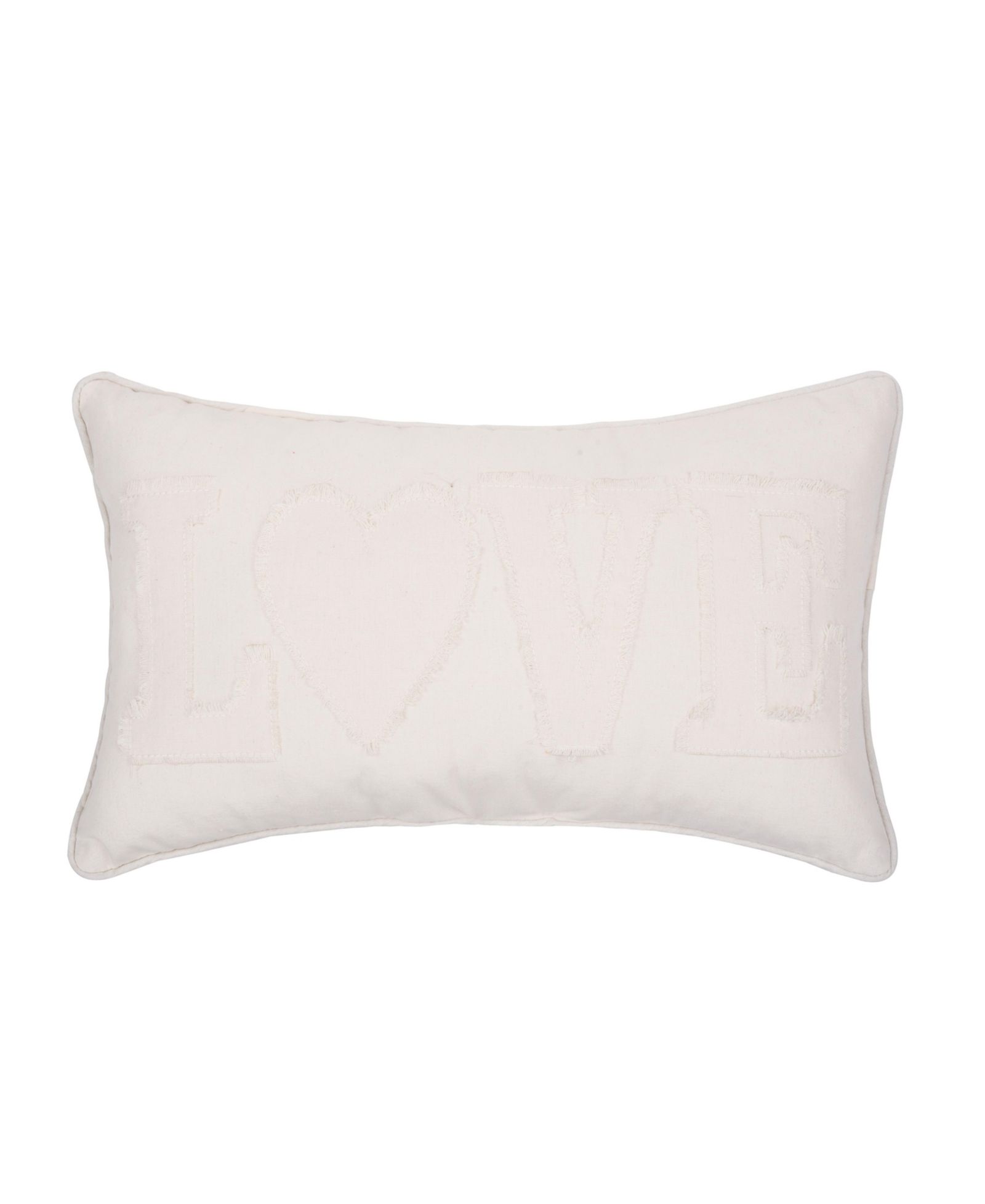 "Love" White Applique Mini Valentine's Day Accent Pillow 12" x 20"