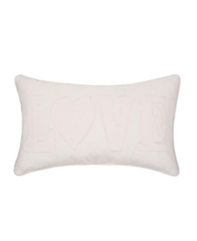 "Love" White Applique Mini Valentine's Day Accent Pillow 12" x 20"