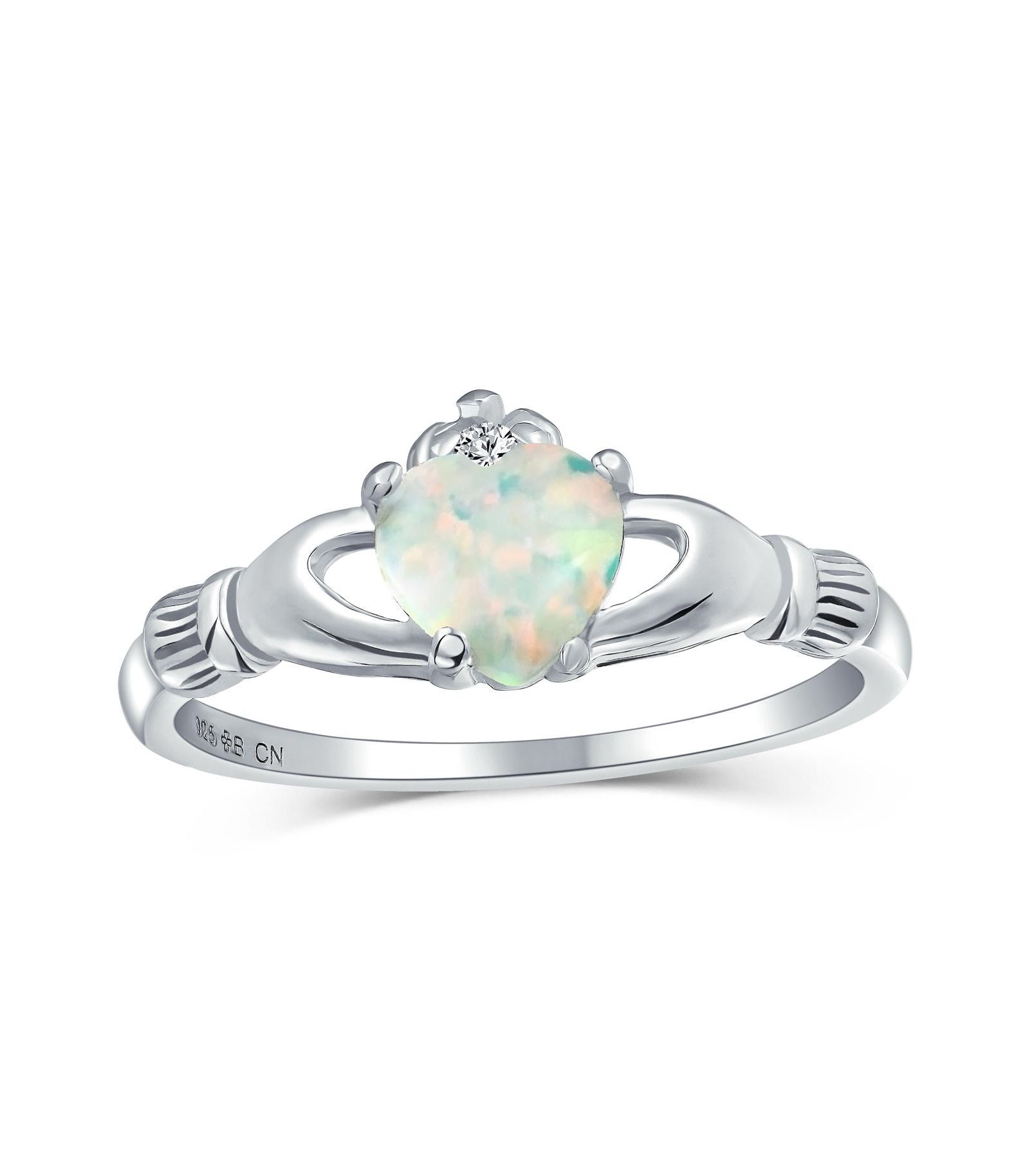 Кольцо Bling Jewelry BFF Celtic Friendship Couples Promise из стерлингового серебра с опалом Claddagh