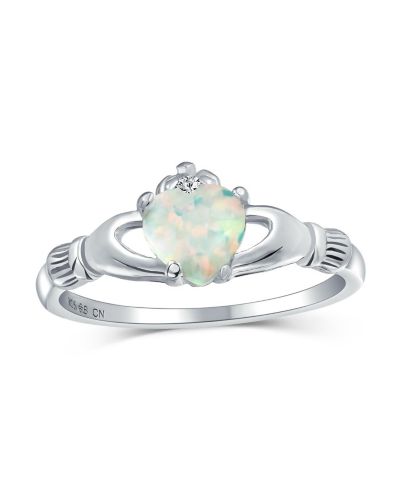 Кольцо Bling Jewelry BFF Celtic Friendship Couples Promise из стерлингового серебра с опалом Claddagh