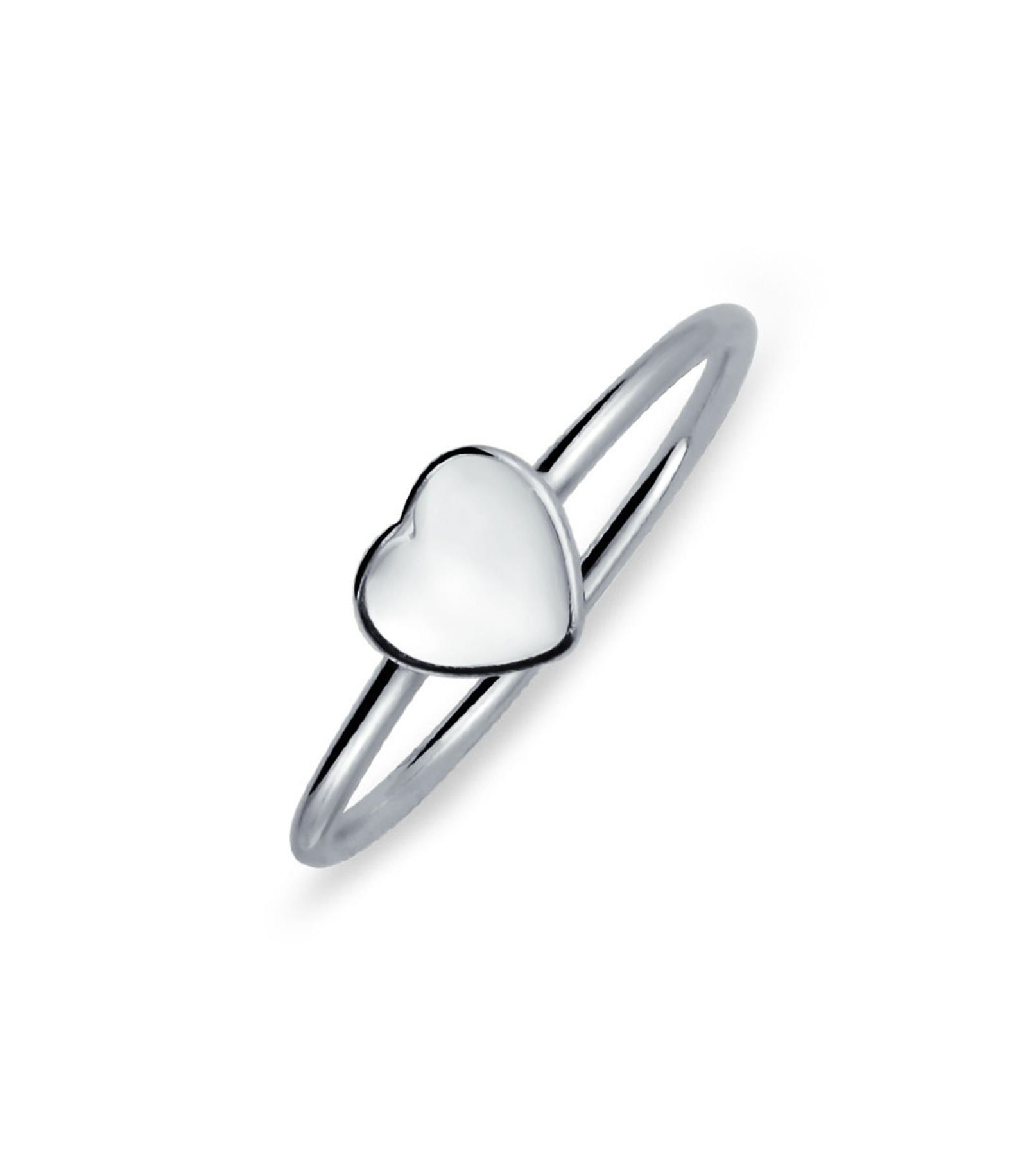 Bling Jewelry Tiny Blank Heart Shape Initial Monogram Signet Ring .925 Sterling Silver