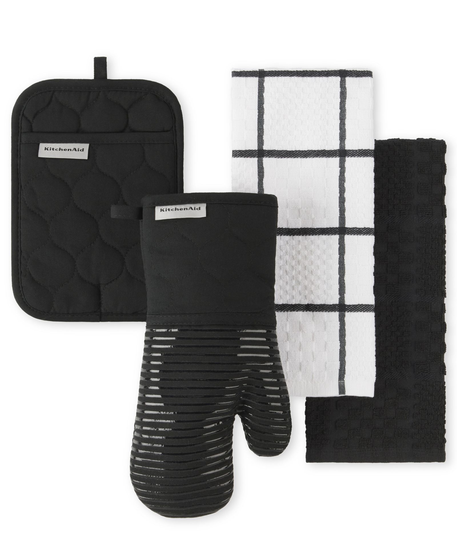 KitchenAid Quilted Cotton Terry Cloth Kitchen Towel, Oven Mitt, Potholder 4-Pack Set