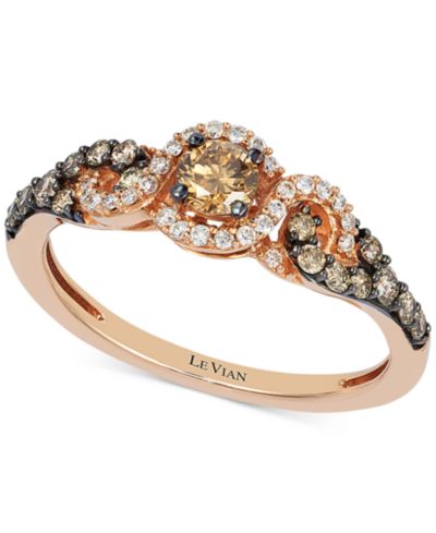 Le Vian Кольцо Three-Stone с бриллиантом в 14k розовом золоте (1/2 ct. t.w.) (также доступно в желтом или белом золоте)
